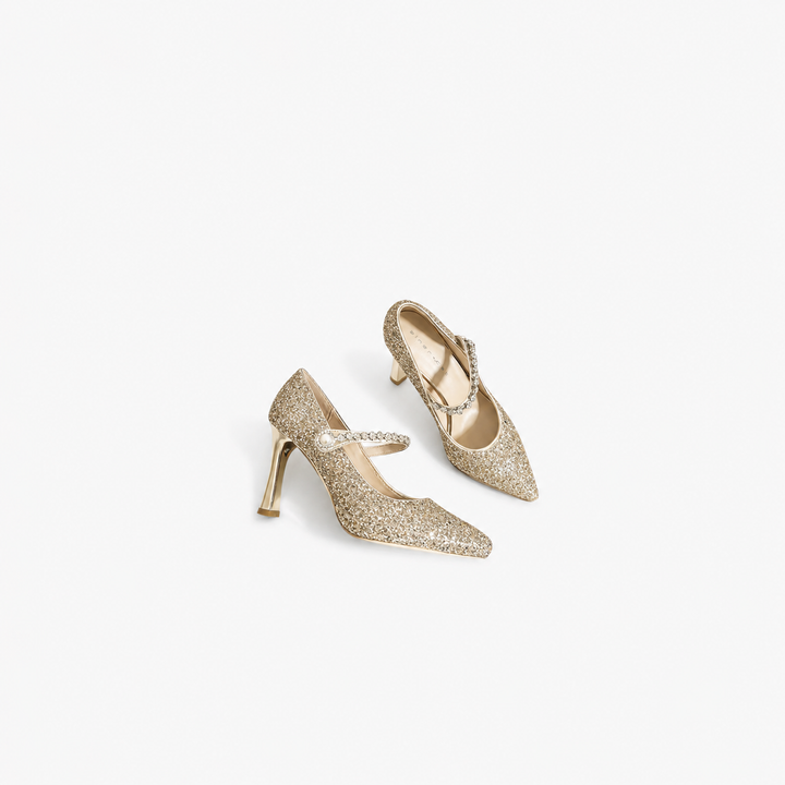 glitter mary jane stiletto pump with pearl detail – LUMIÈRE