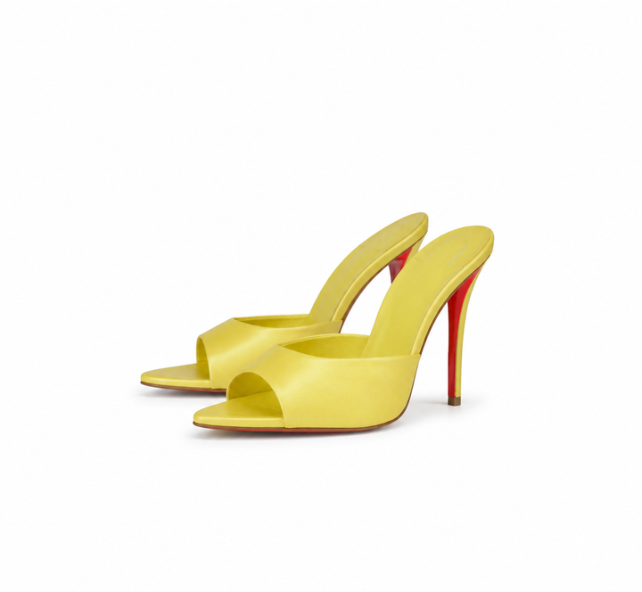 Patent Open-Toe Stiletto Mule Heels – BLANC