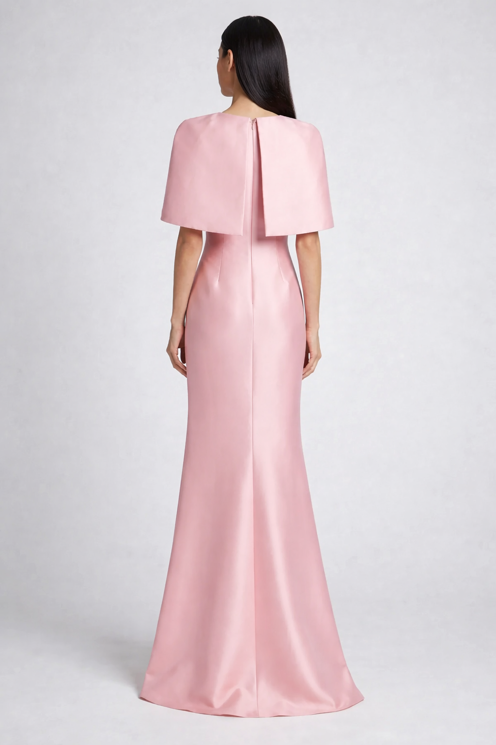 square neck column dress with cape sleeves – BLUSH