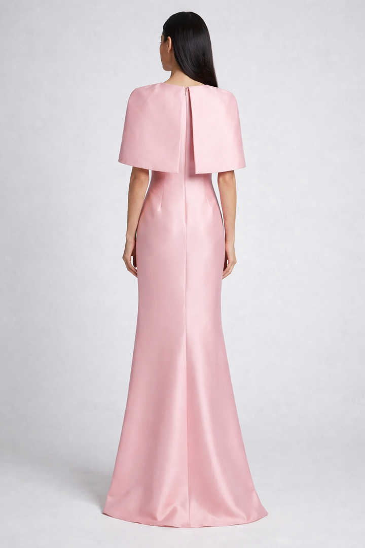 square neck column dress with cape sleeves – BLUSH