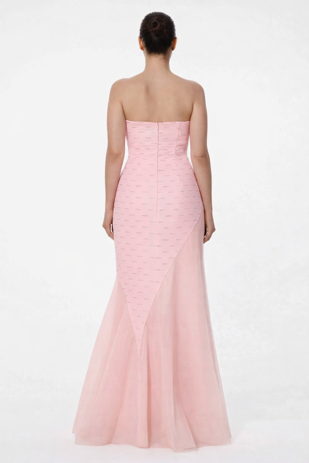 strapless mermaid dress with crystal panel detail – ROSÉ