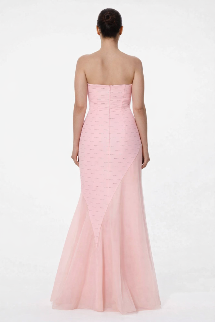 strapless mermaid dress with crystal panel detail – ROSÉ