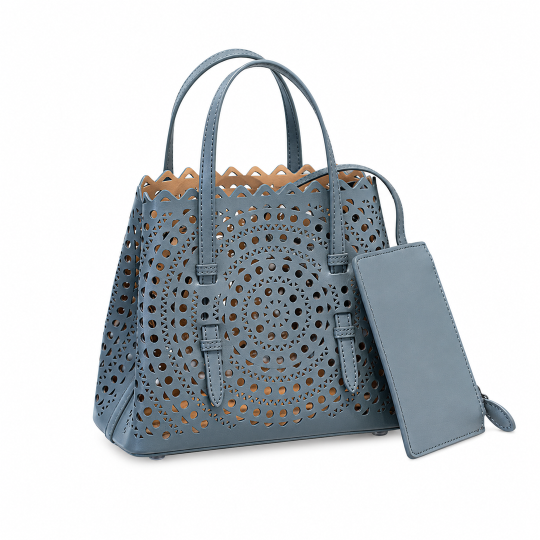 Laser Cut Tote Handbag with Pouch – AZURÉA