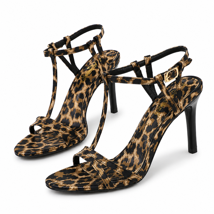 Leopard Print T-Strap Stiletto Sandals – SAVAGE