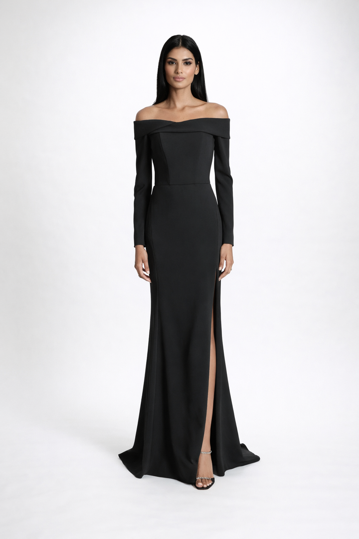 off-shoulder mermaid dress with side slit – NOIRS