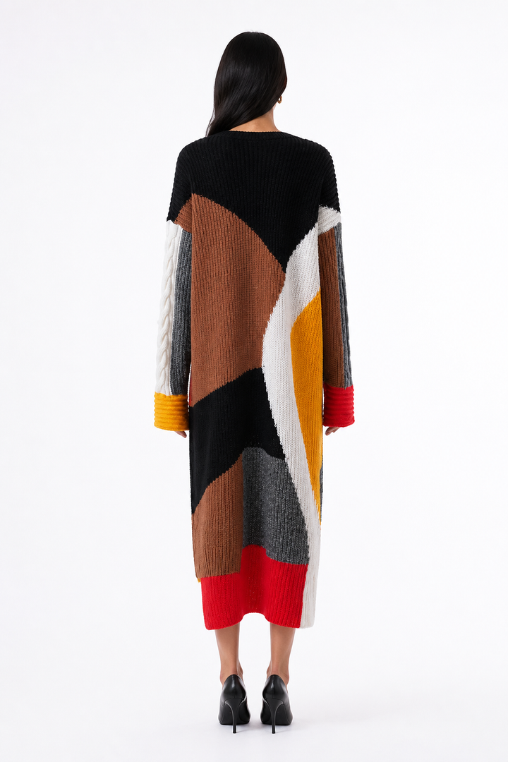 Colorblock Oversized Knit Midi Dress – VIRELLE