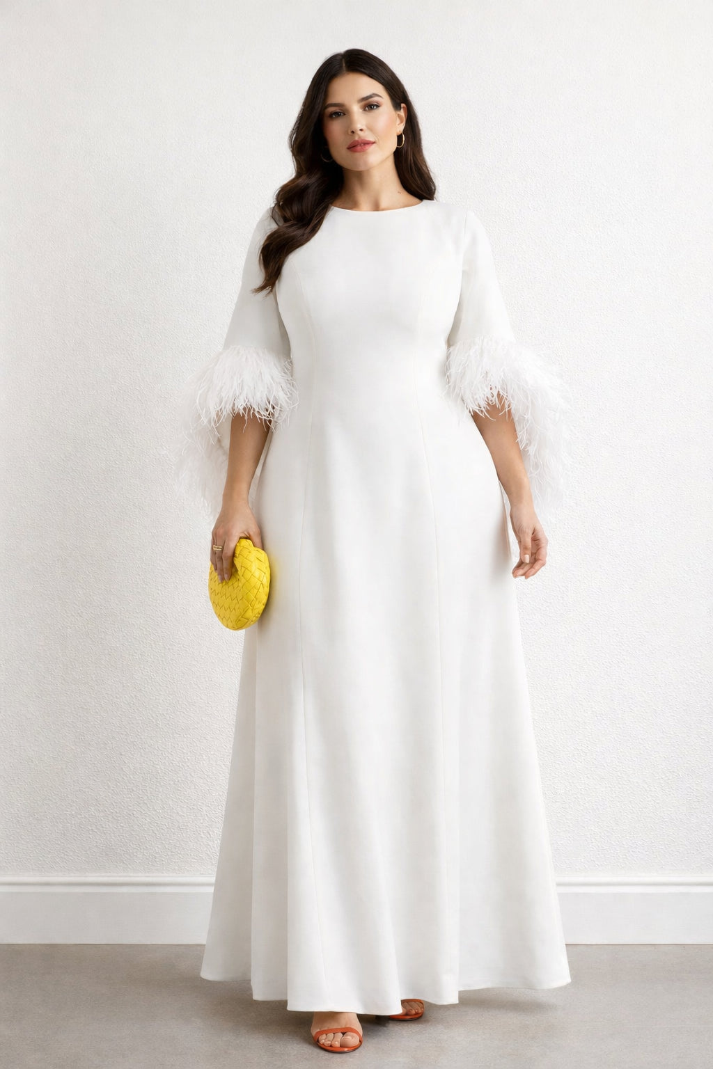 feather-cuff flared gown – Zerien-1
