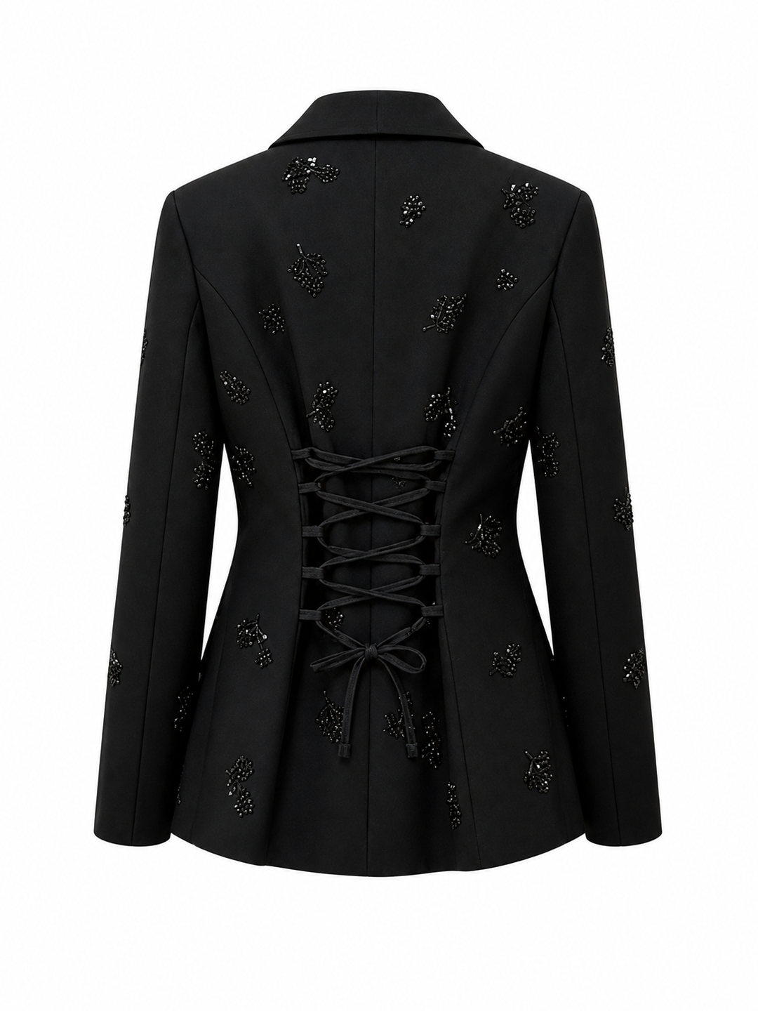 Black Embellished Double-Breasted Blazer – VELORA