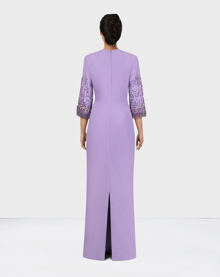 Beaded sleeve column gown – Bloma-1
