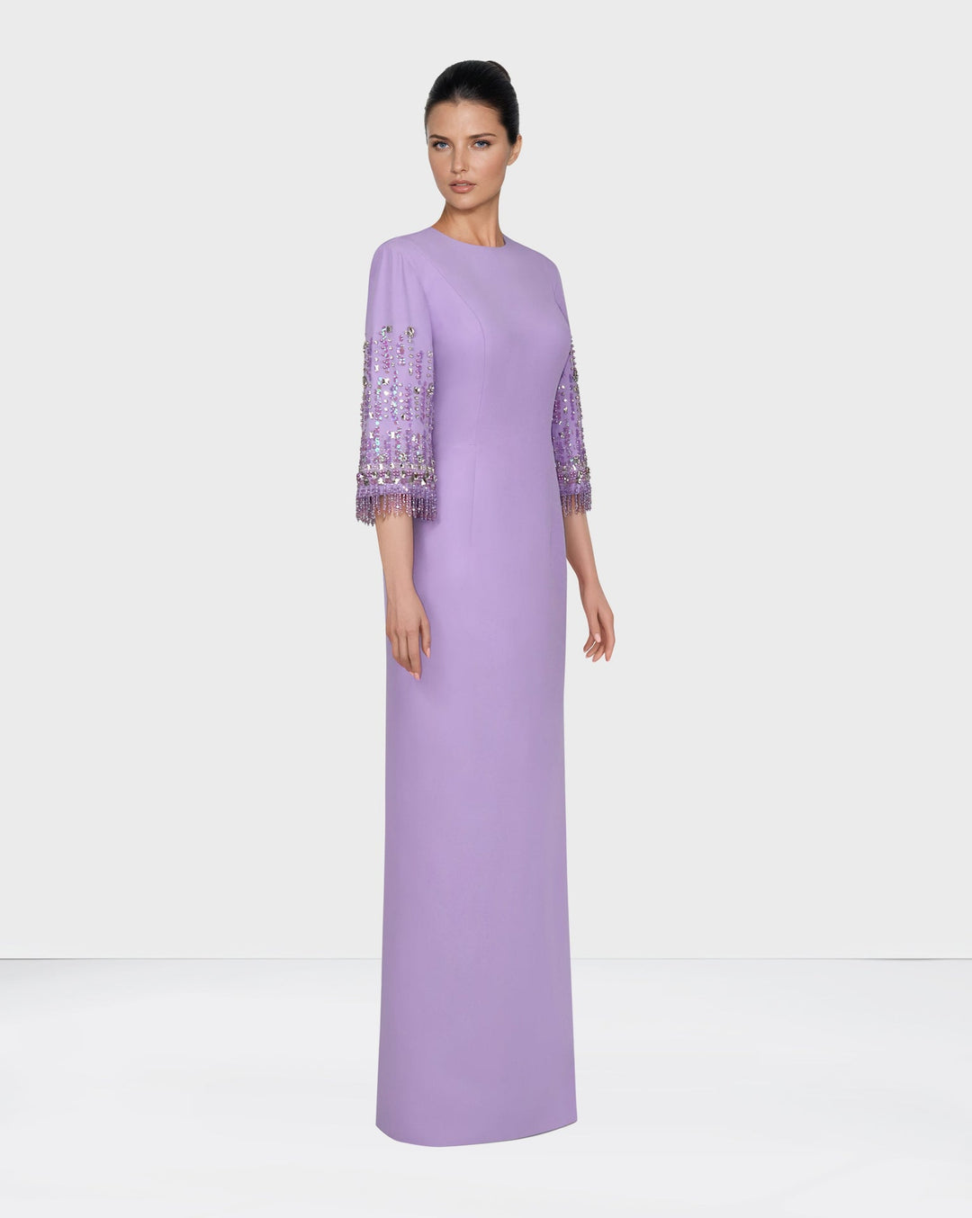 Beaded sleeve column gown – Bloma-1