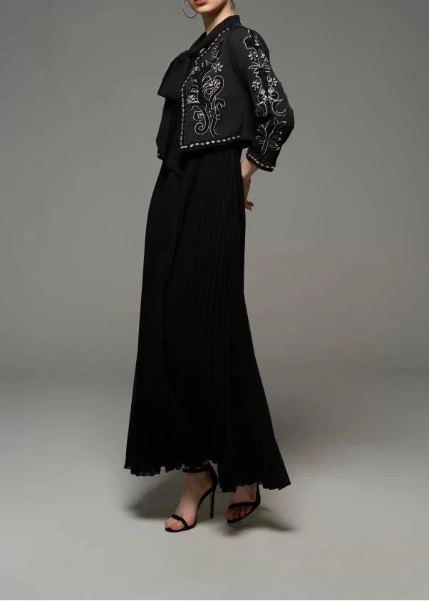 embellished cropped jacket with pleated maxi dress – CELESTE