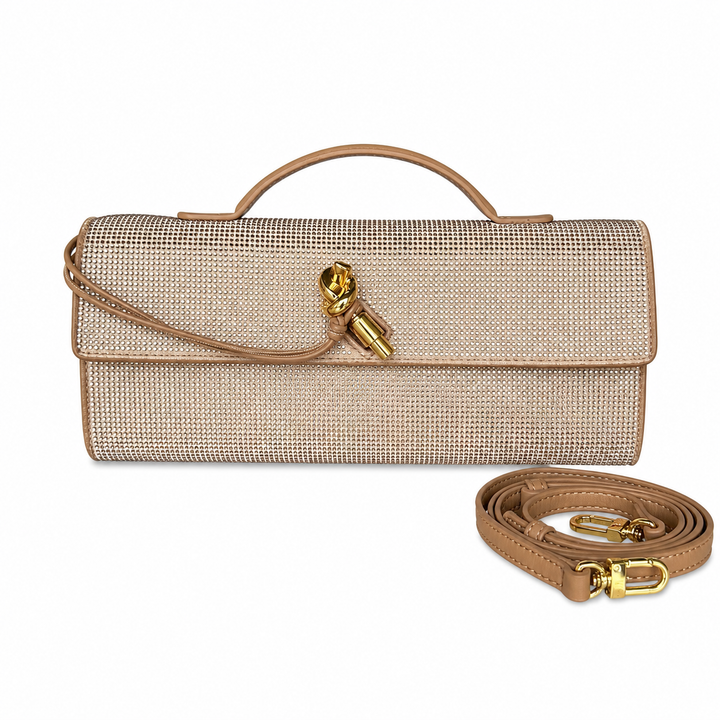 Crystal Embellished Evening Clutch Bag – MOCHA