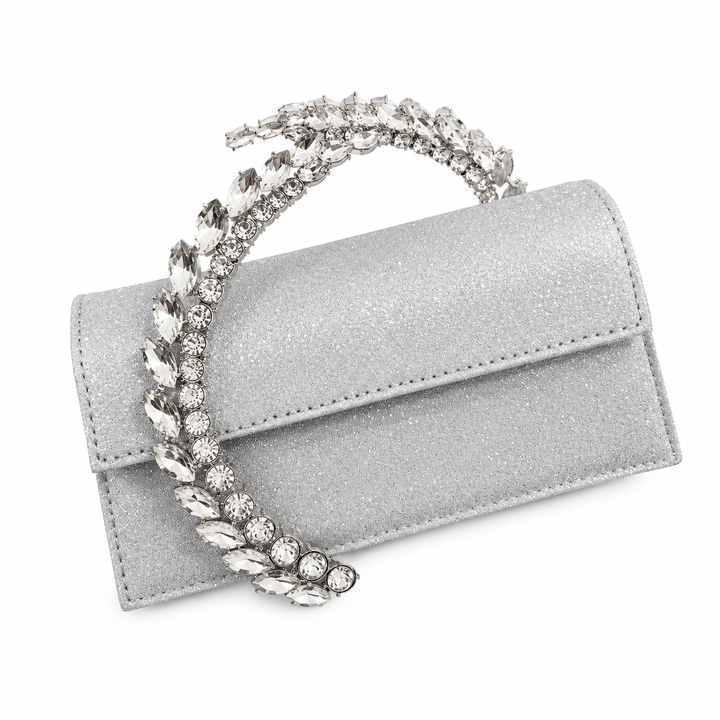 Crystal Handle Satin Evening Clutch – ÉLORIA
