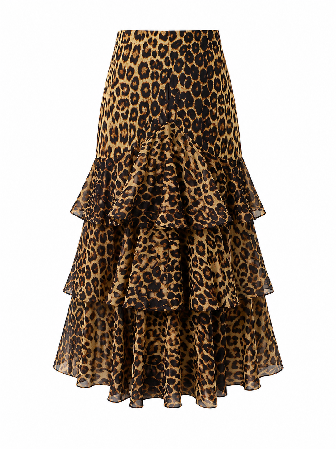Leopard Print Tiered Ruffle Midi Skirt – SAVARA