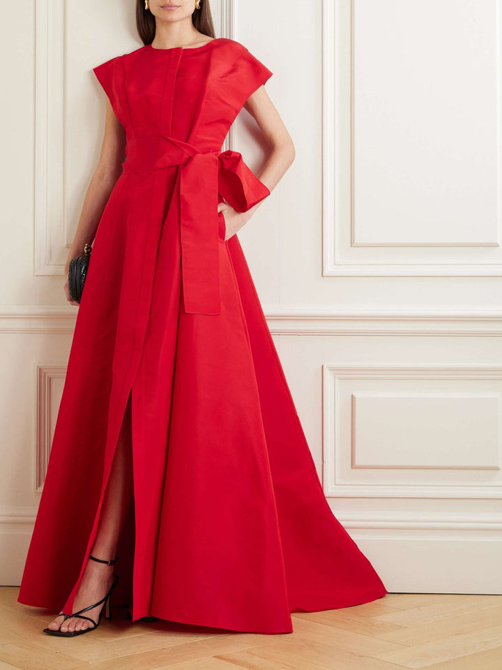 cap-sleeve gown with waist sash – ODD- VIVIEN
