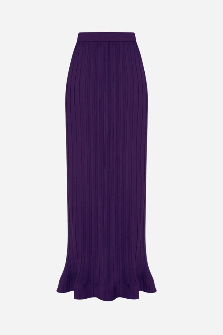 Pleated flared-sleeve top and maxi skirt set with waist belt – Rosiny