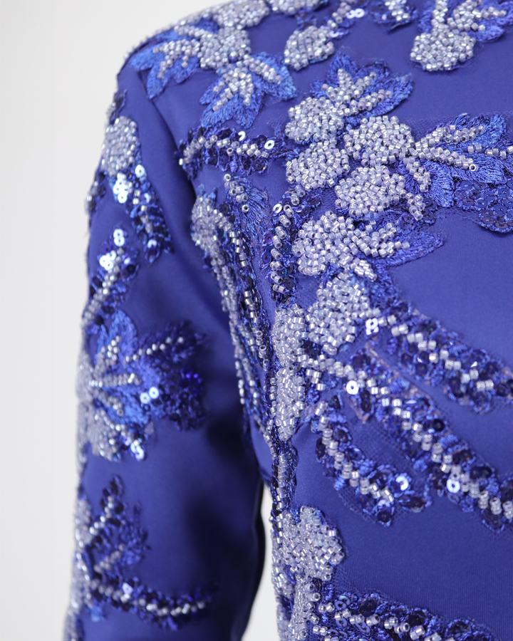 ODD-Long sleeve Floor-Length Dress with beaded side-Fadwa