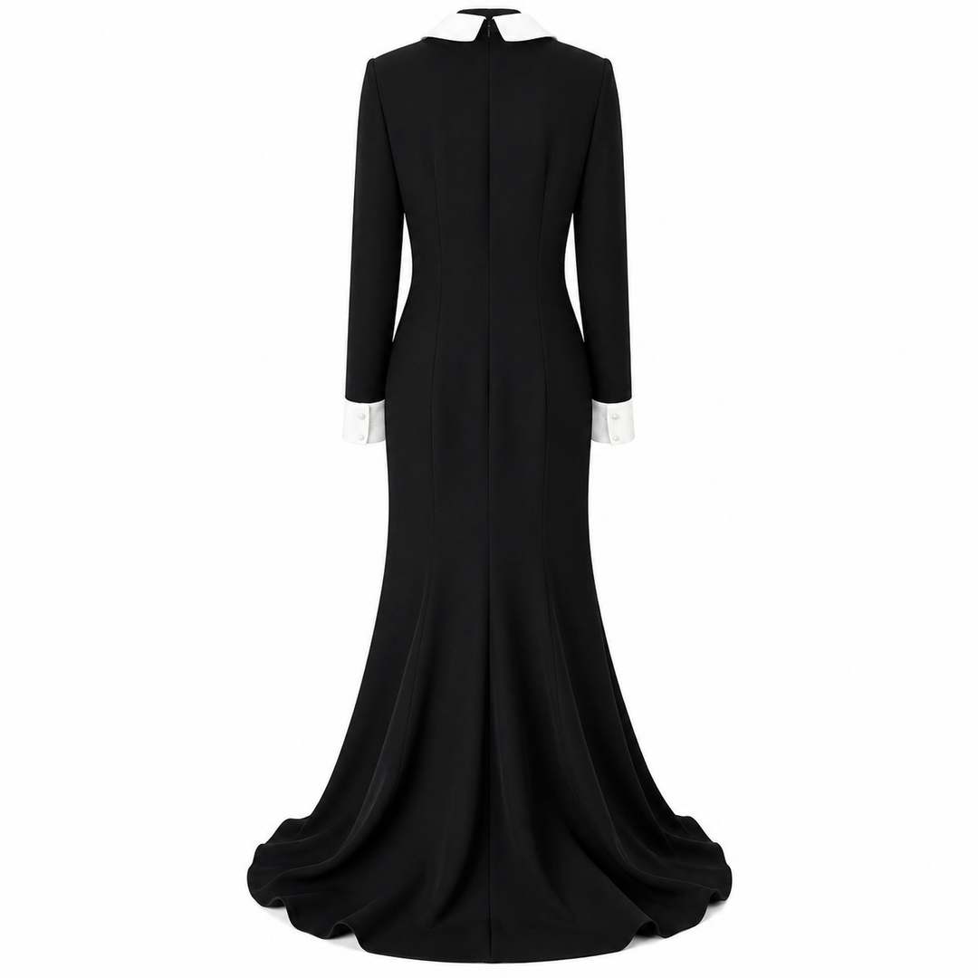 Black Embellished Collar Buttoned Maxi Dress – NOIRÉLLE