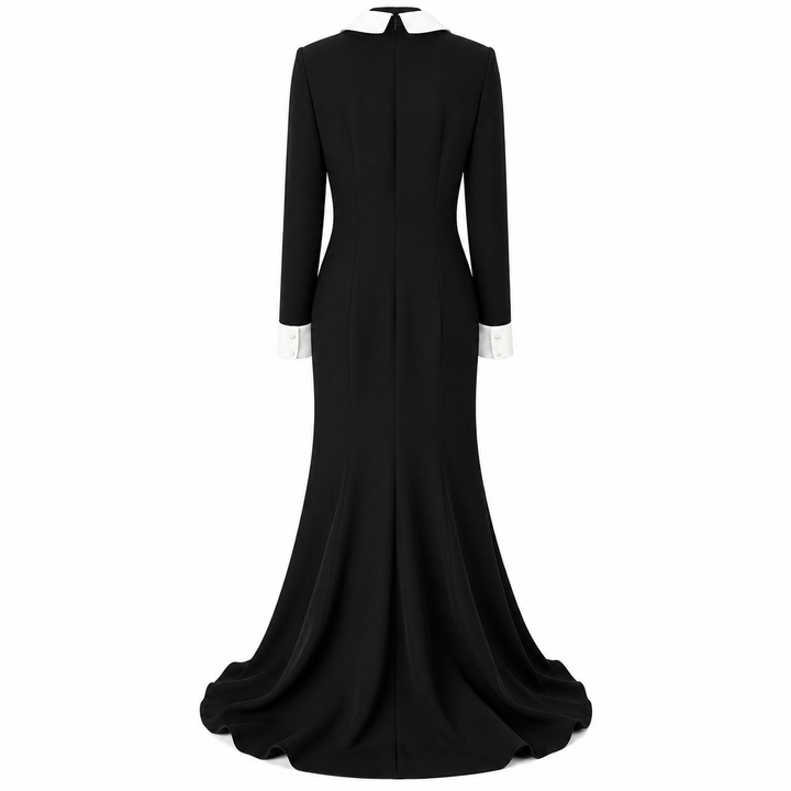 Black Embellished Collar Buttoned Maxi Dress – NOIRÉLLE