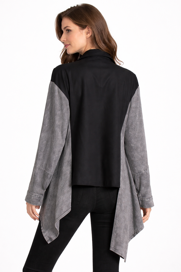 asymmetrical layered blazer with contrast sleeves – NOX