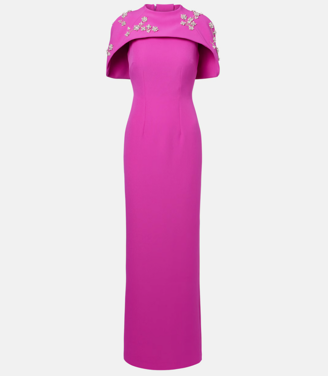 column gown with embellished cape neckline – FUCHSIA