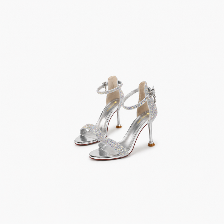 Crystal Embellished Ankle Strap Stiletto Sandals – LUXORIA