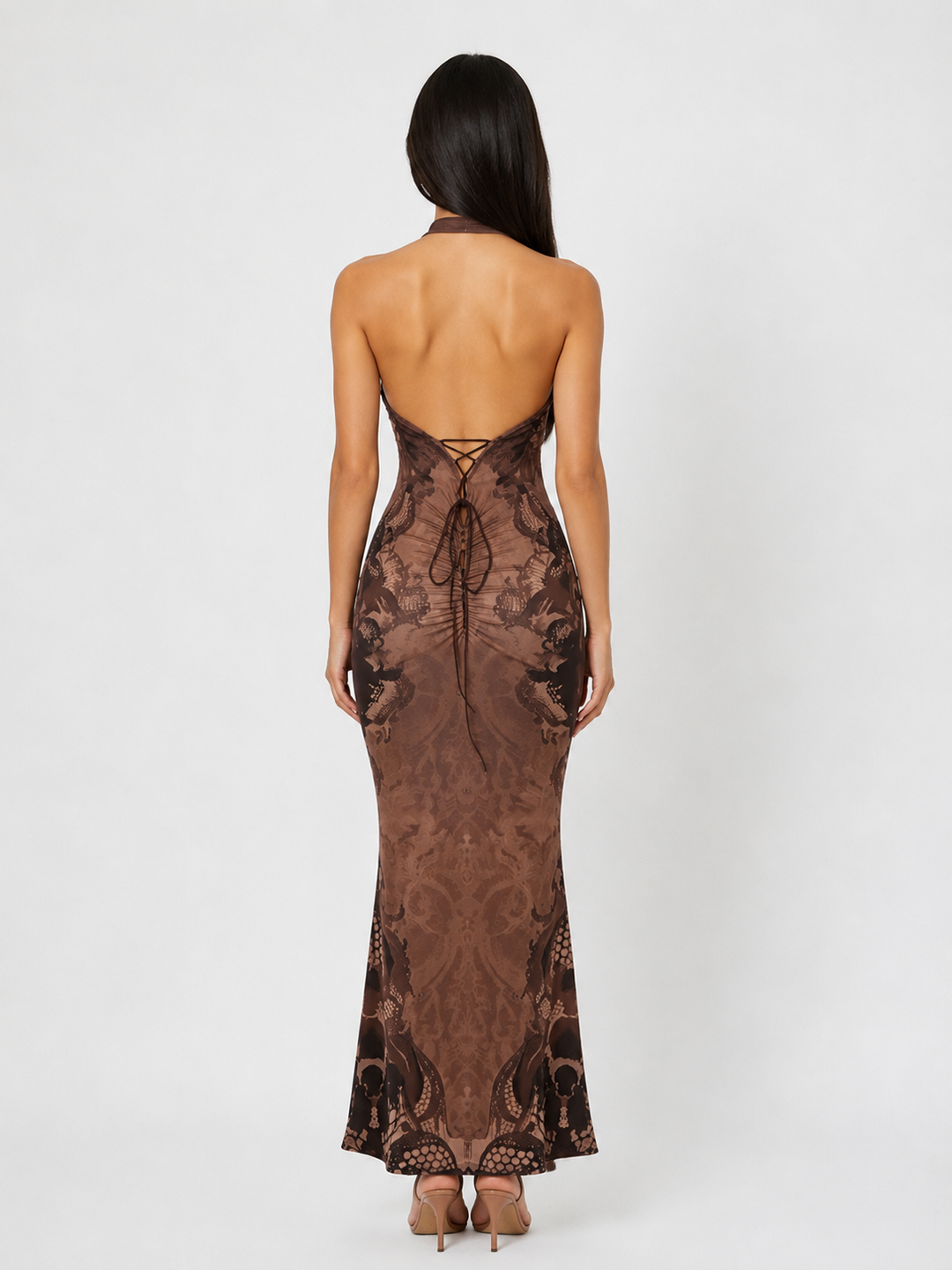 Vintage Halter Mermaid Maxi Dress - Velvet