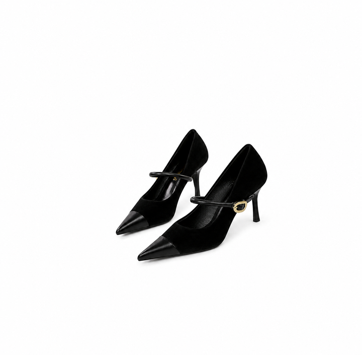 Velvet Pointed Toe Mary Jane Heels – RUBINA