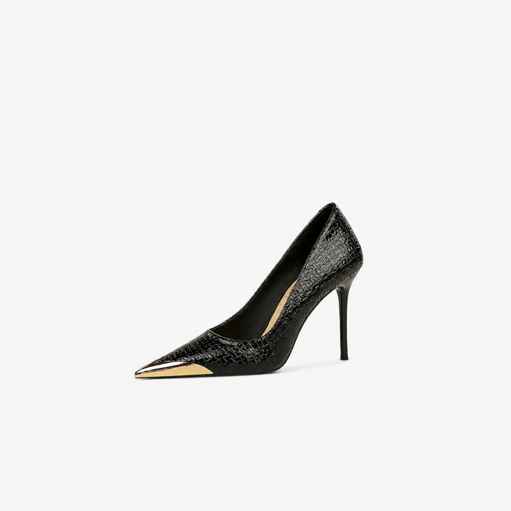 Croc-Embossed Pointed Toe Stiletto Heels – LUXE