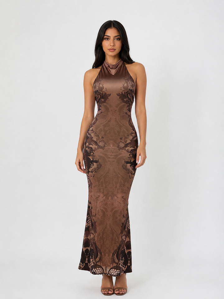 Vintage Halter Mermaid Maxi Dress - Velvet