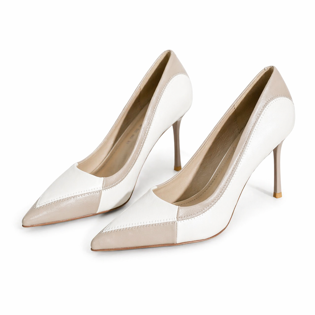 Chic Black & White Pointed-Toe Stiletto Heels-DESERT