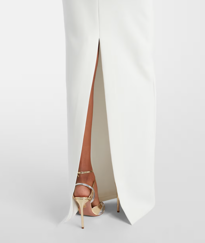 one-shoulder column dress with sculpted floral detail – ALBA