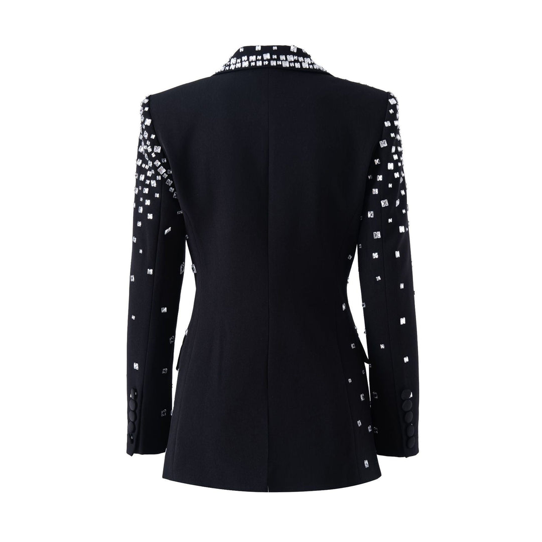 single-breasted blazer with crystal stud detailing – STUD