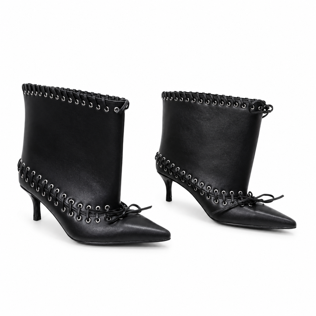 Metallic Lace-Up Ankle Boots – SILVER