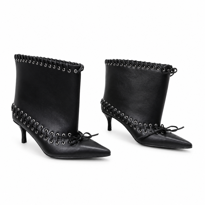 Metallic Lace-Up Ankle Boots – SILVER