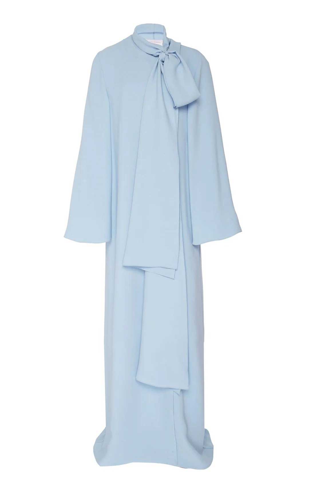 bow-neck draped gown with side slit – ODD- REZIIN