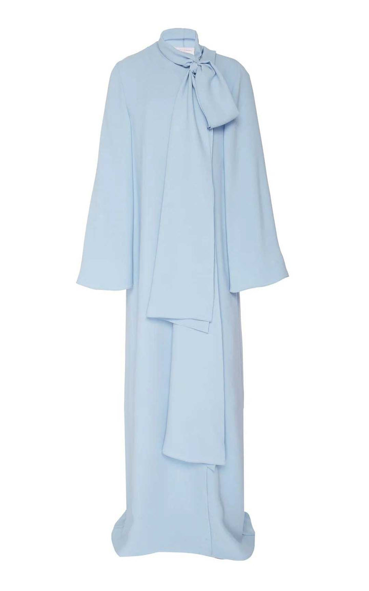 bow-neck draped gown with side slit – ODD- REZIIN