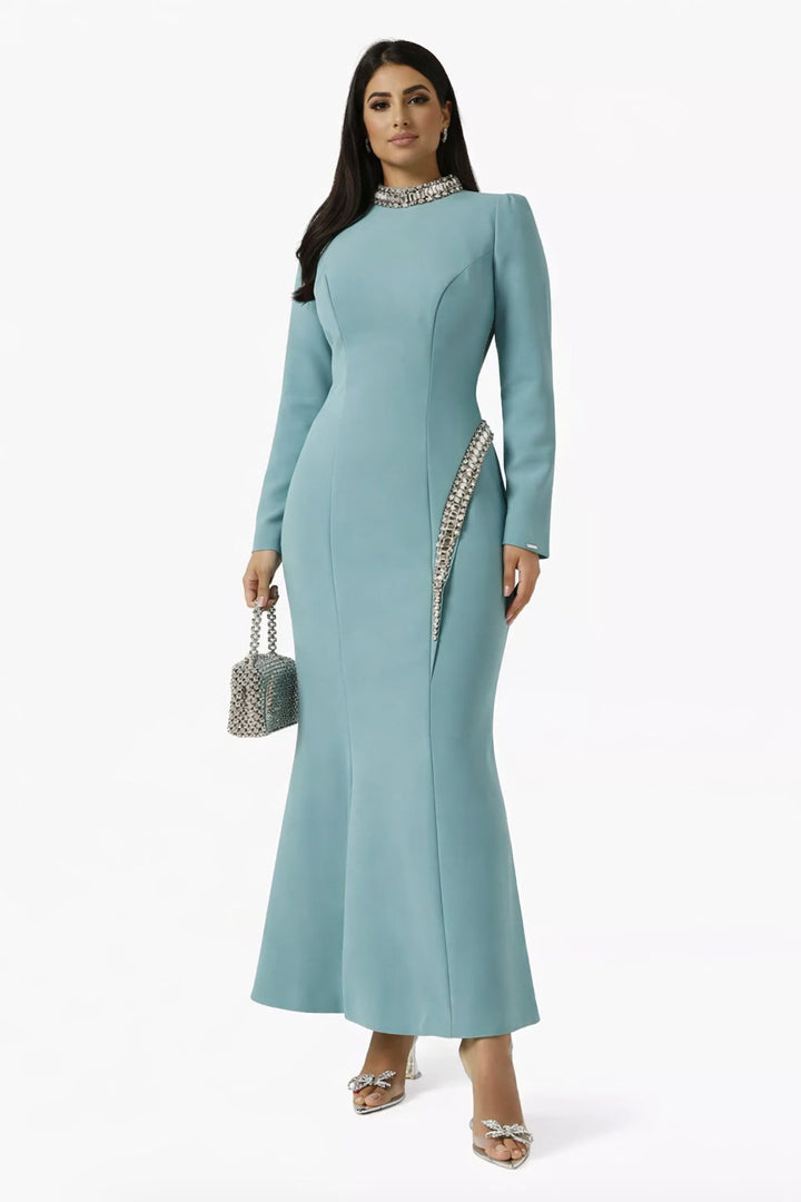 crystal-embellished high-neck gown – Logen-1