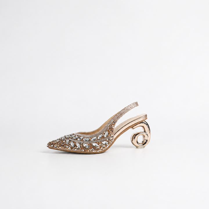 Crystal Embellished Slingback Heels - Glamorous