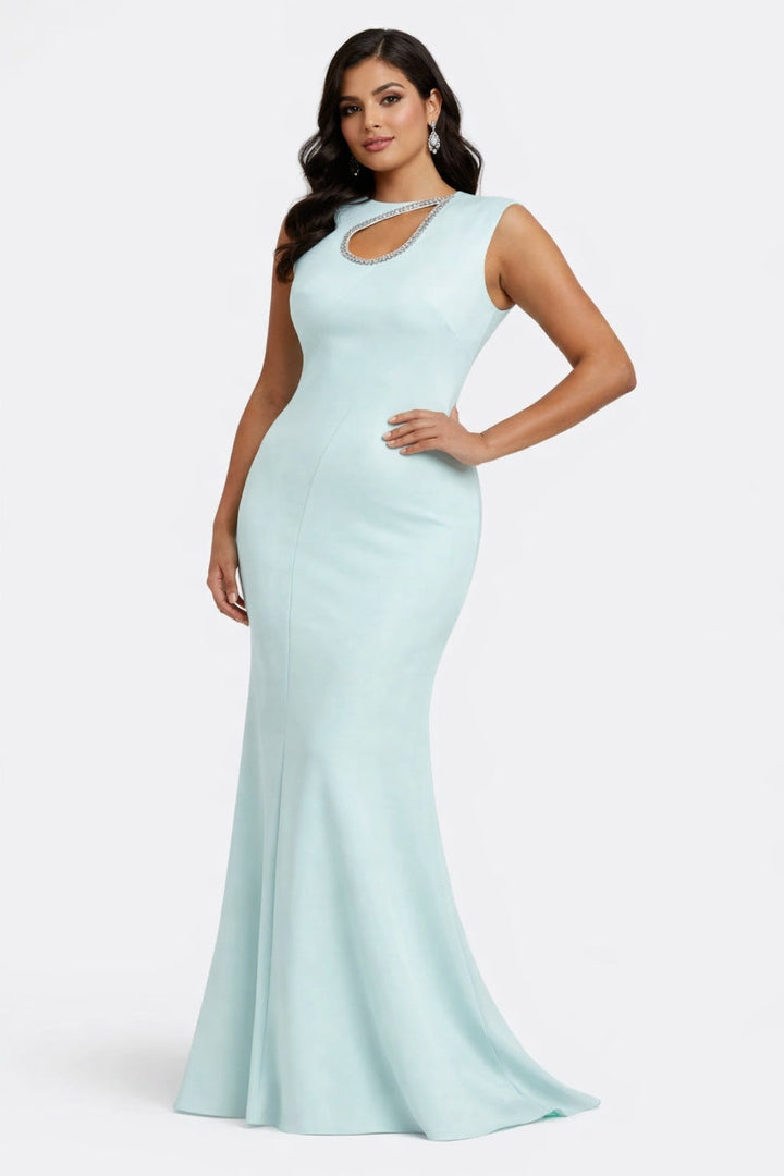 sleeveless mermaid gown with crystal-trim keyhole – ARIELLE-1