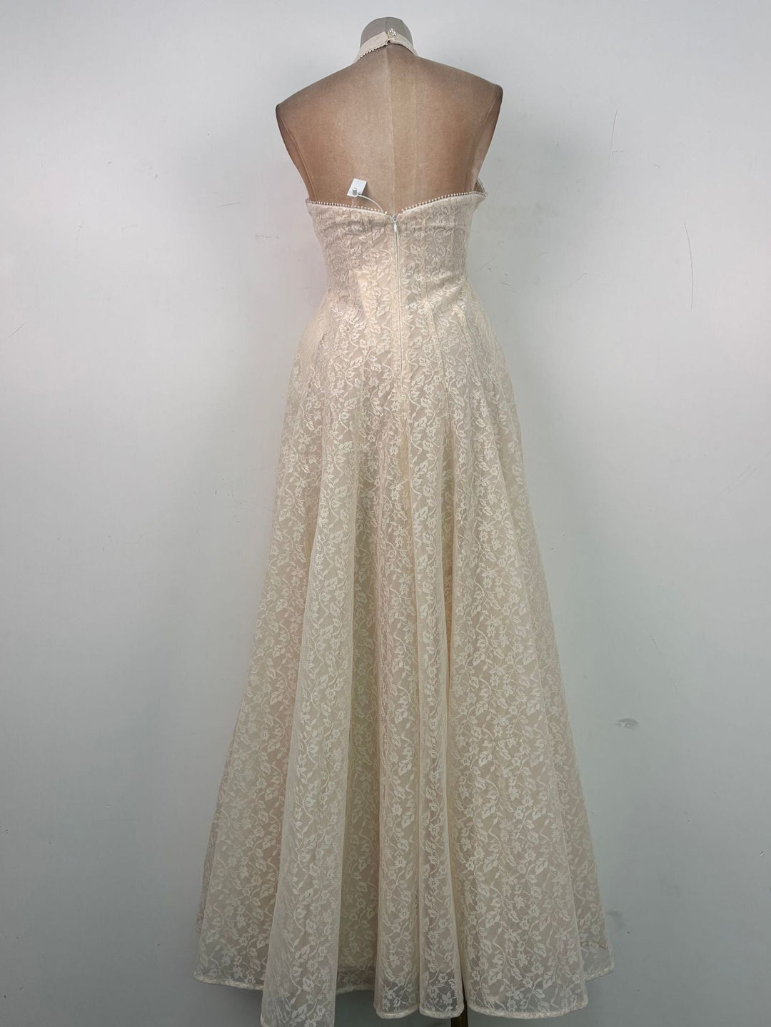 lace halter neck maxi dress with floral trim – LACE