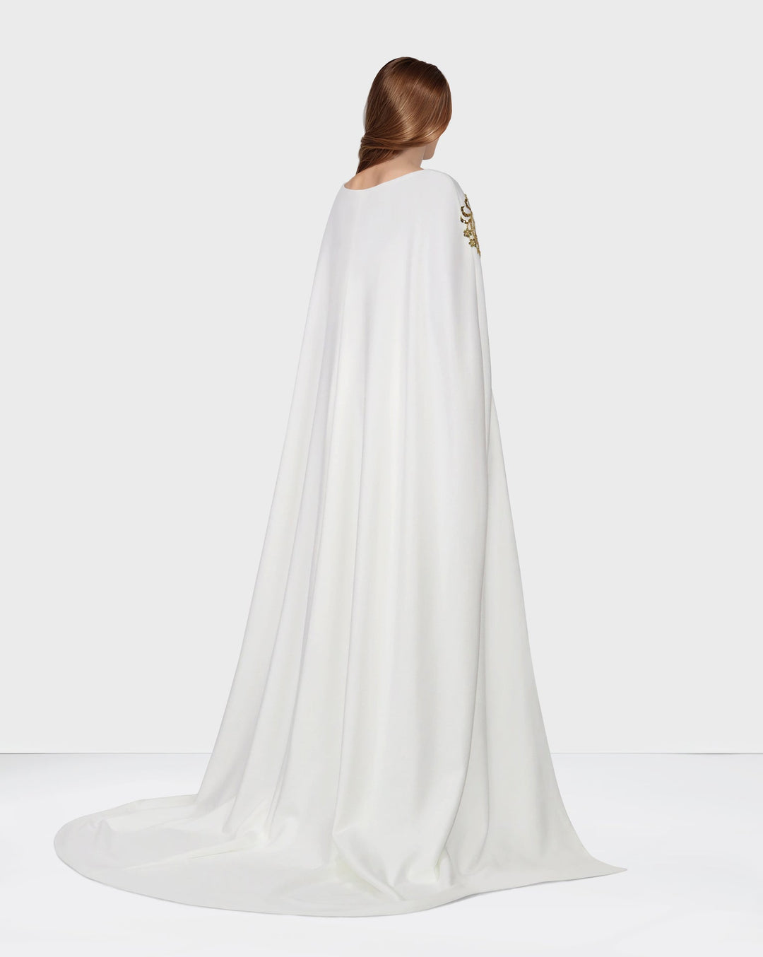 ODD- Strapless column dress with sequined maxi cape
