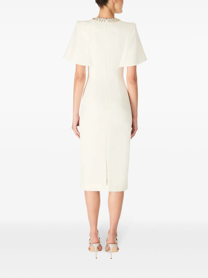 embellished neckline sheath dress with flutter sleeves – ODD- FEDAH