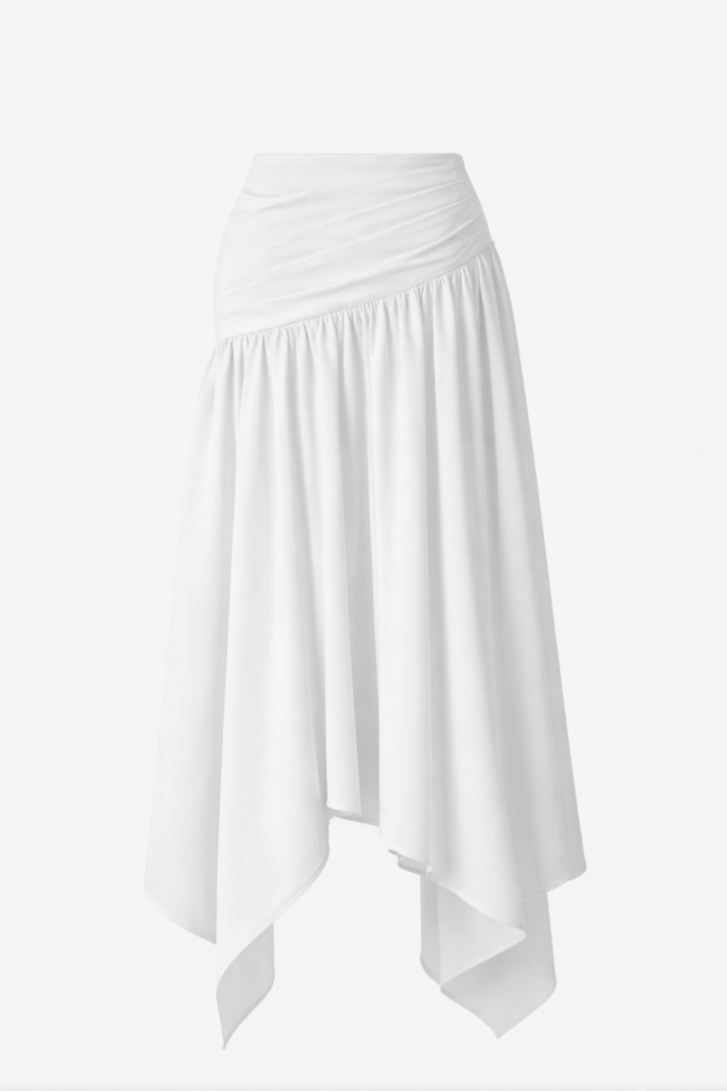 asymmetric ruched evening dress with draped neckline – VEIL