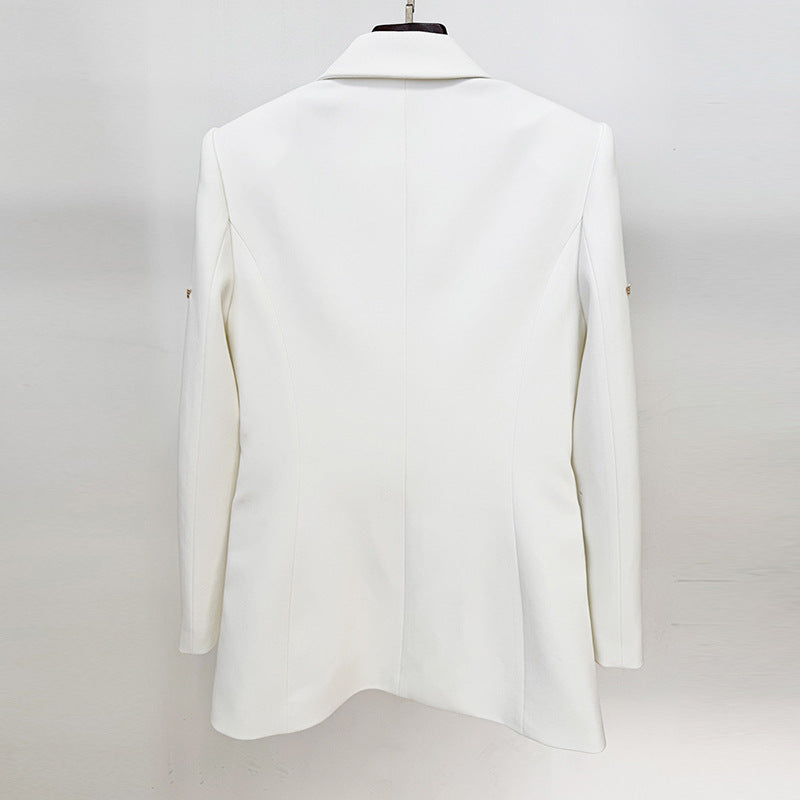 tailored blazer with metallic butterfly embellishments – IVORY