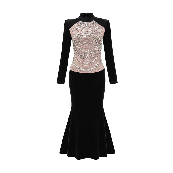 long-sleeve mermaid gown with embellished bodice – ROYALE