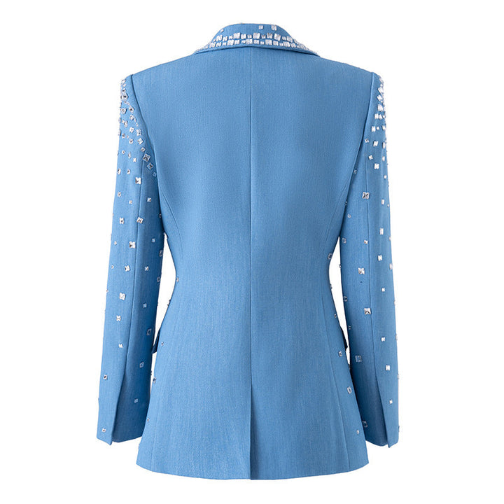 single-breasted blazer with crystal stud detailing – STUD