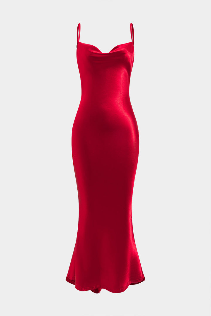 Satin Backless Slip Midi Dress