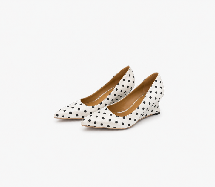 Polka Dot Pointed Heel Shoes - Vintage