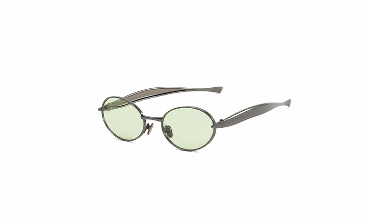 oval-frame metallic sunglasses with sculpted temples – AUWQA
